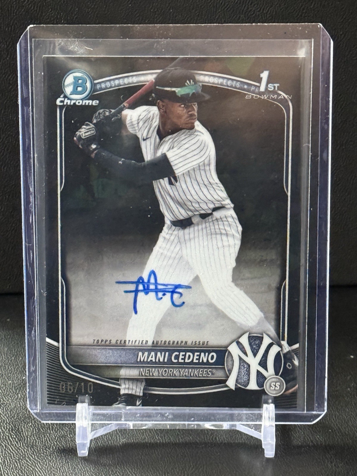 2025 Bowman Chrome Sapphire Mani Cedeno BLACK SAPPHIRE AUTO /10 NYY 1st Prospect