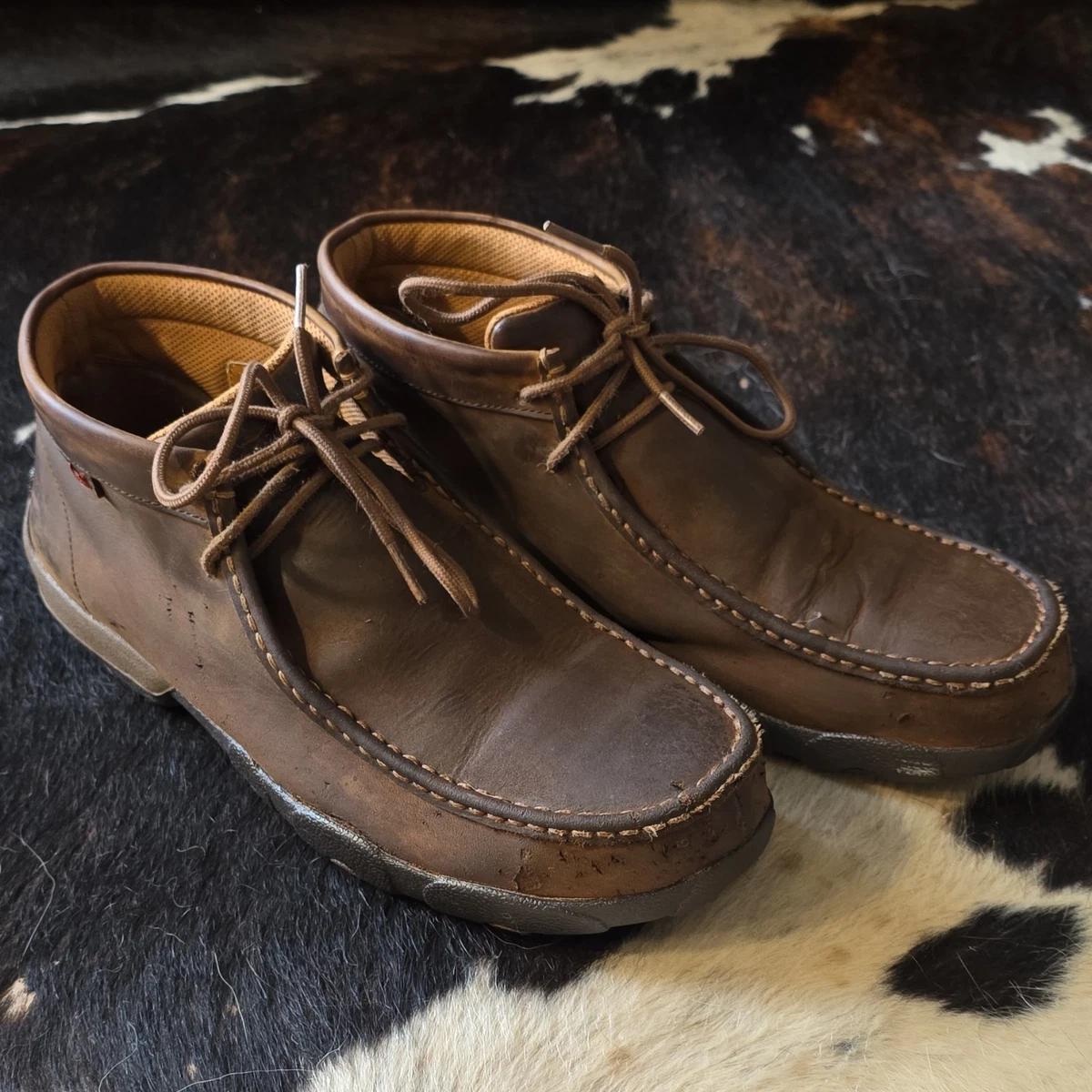 Twisted X Brown Leather Chukka Boots Men\'s US 9.5 M Lace-Up Ankle Round Toe Twisted X Lace Up Brown Boots for Men for Sale | Shop New  main image 4
