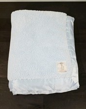Little Giraffe Blue Baby Blanket Plush Satin Trim Chenille 29x34 Security Lovey