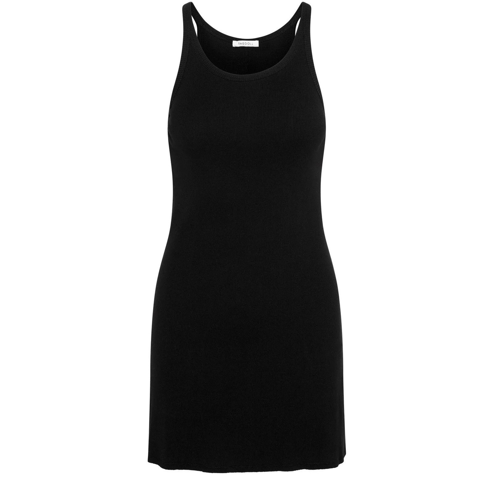Ragdoll LA Ribbed Tank Dress Black Scoop Neck Racerback Mini Dress Womens Large