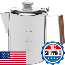 Coletti Bozeman Percolator Coffee Pot No Aluminum Or Plastic 9 Cup Bozeman
