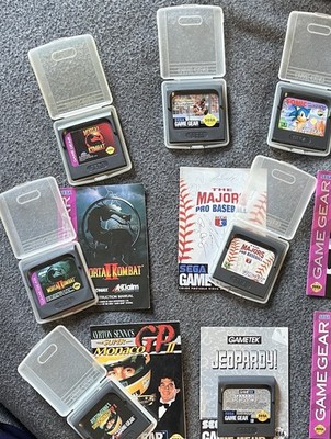 Lot 8 Sega Game Gear Cartridges Sonic WWF Mortal Kombat I/II GP Majors MLB Boxin
