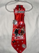 Custom Delta Sorority Feminine Red and White Tie