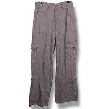 Medium Juniors Tinseltown Cargo Pants Grey Beige Pockets Elastic Waist Cotton