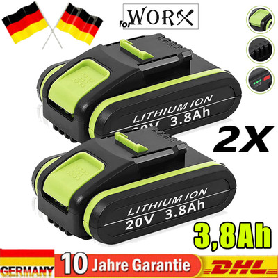 2er- Akku 20V für Worx WA3553 WA3550 WA3551.1 WA3572 3,8Ah Lithium-Ionen Akku