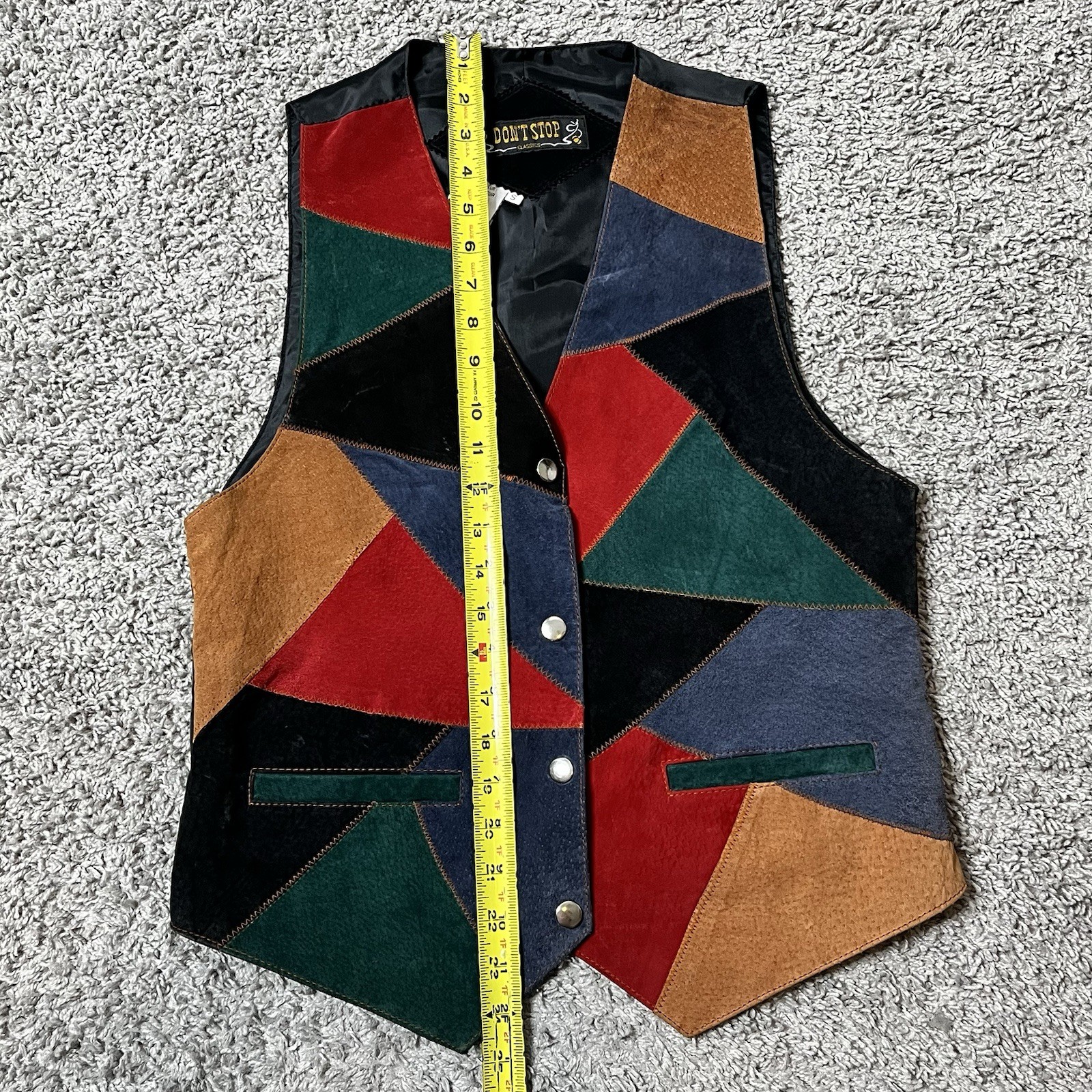 Don't Stop Leather Suede Patchwork Vest Waistcoat… - image 5