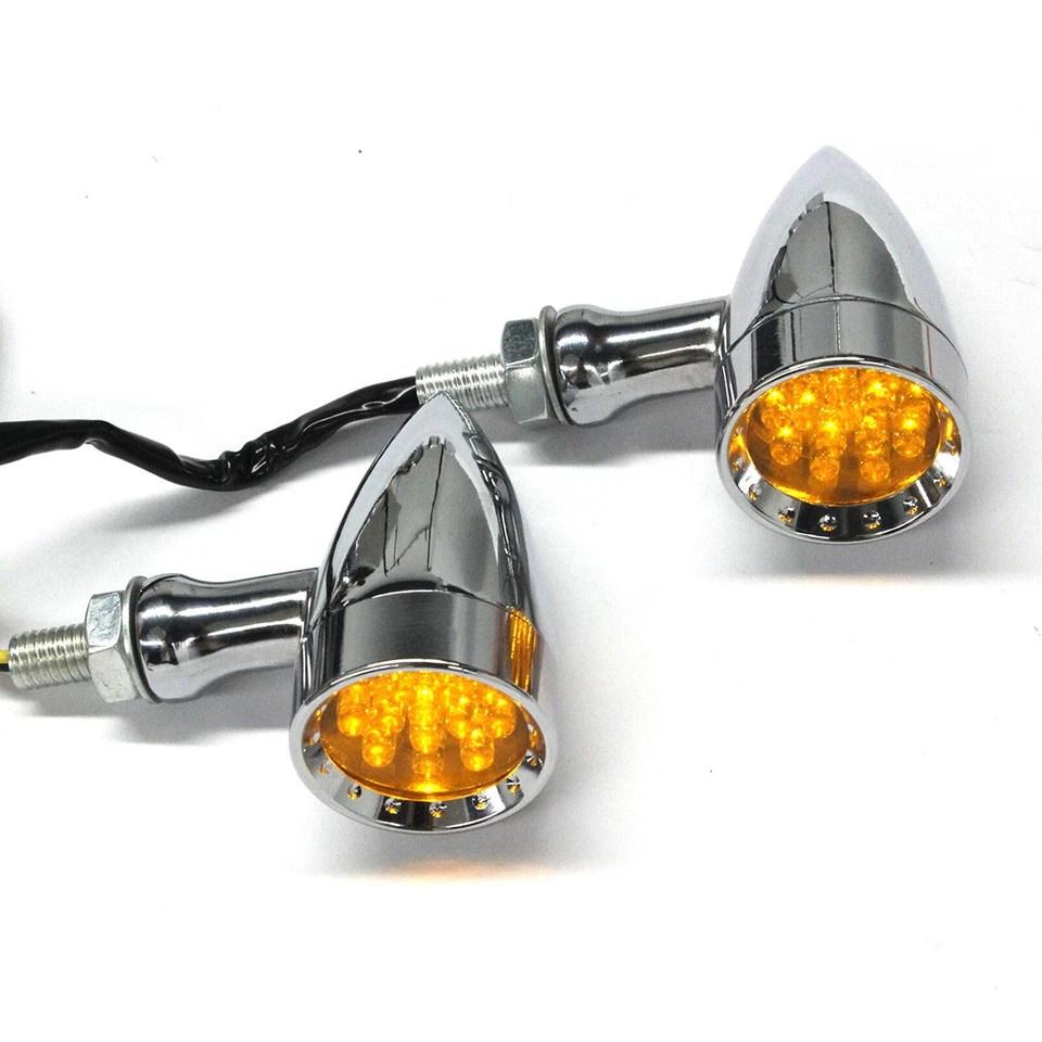 For Harley Softail FXSTC 2x Chrome Amber LED Turn Signal Blinker Light US - Изображение 3 из 4