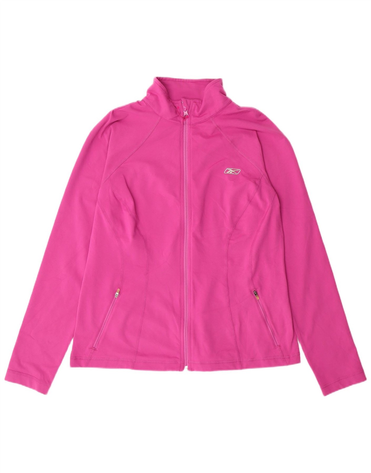 REEBOK Womens Tracksuit Top Jacket UK 14 Large Pink Polyester CF11