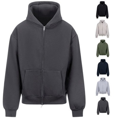Heavyweight Full Zip Hoody Oversize Reißverschluss Kapuzen Sweatshirt Uni Hoodie