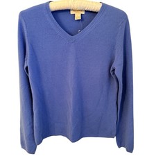 Peck Peck 100 Cashmere Blue V-Neck Sweater Size L