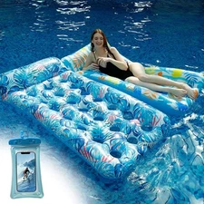2 Pack Inflatable Pool Float Mat, Lounger, Multi-Purpose Swimming Pool Floats To