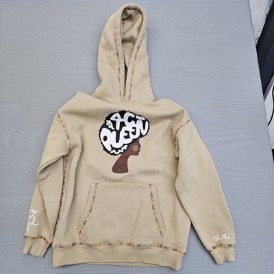 Forever 21 Hoodie Womens Extra Small Tan Afro Queen Graphic Pullover Sweatshirt
