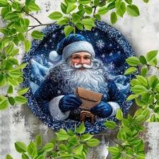 Charming Retro Santa Claus Aluminum Wall Plaque Christmas Decor
