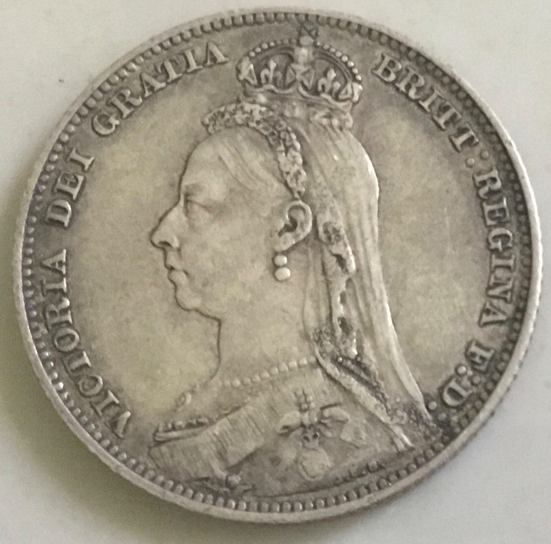 1890 1 Shilling Great Britain, .925 Silver, 24mm. 