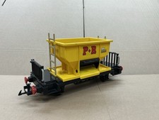 PLAYMOBIL G GAUGE FREIGHT CAR WAGON OPEN HOPPER CAR 4 WHEEL YELLOW NICE !
