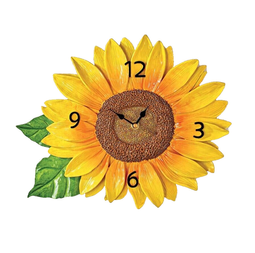 Country Sunflower Hand Painted Resin Hanging Wall Clock Yellow Sunflowers 13 x 11 photo Country Sunflower Hand Painted Resin Hanging Wall Clock Yellow Sunflowers 13 x 11 featured image
