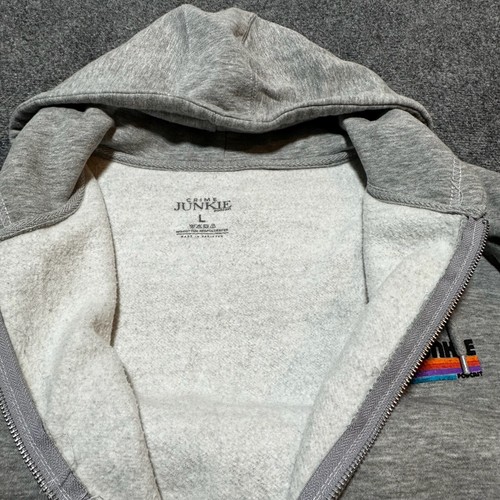 Crime Junkie Sweatshirt Mens Large Grey Cotton Blend Full Zip Pockets Podcast - Picture 8 of 12