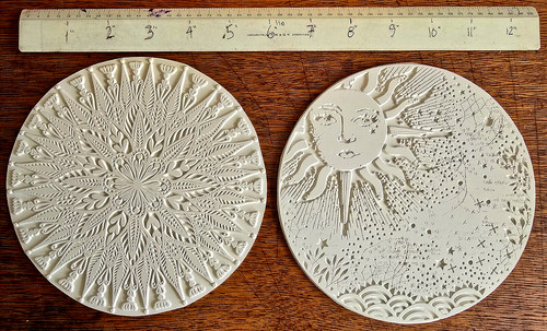 Carabelle Studio 6-1/2" Round RUBBER TEXTURE GEL PLATES "Bright Sun" "Rich Buds"