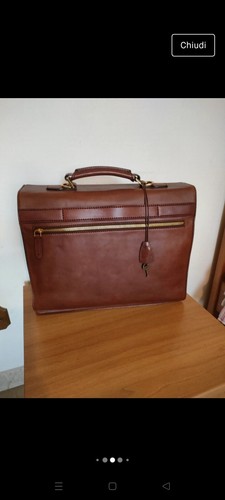 THE BRIDGE BORSA UFFICIO CARTELLA 24 ORE NOTEBOOK VINTAGE VERA PELLE MARRONE. - Foto 3 di 6