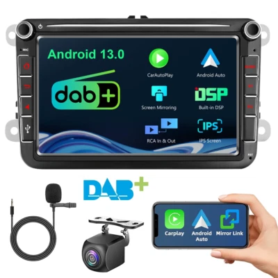 YUANTING Android 13 Car Stereo Carplay Radio GPS Sat +Built-in DAB+CAM For VW Skoda POLO