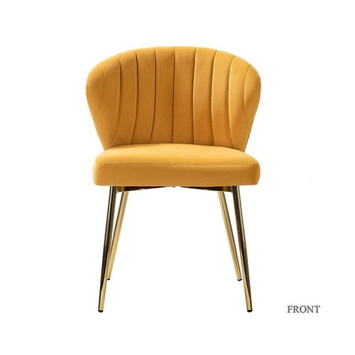 HULALA HOME Velvet Dining Chair Armless Accent Chair Living Room w/Golden Legs - Picture 2 of 7