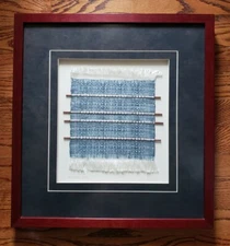 Framed Original Hand Loom Weaving by Jacqui Lubbers Unique Kentucky Art 16"x 17"