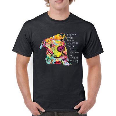 Dean Russo Colorful Neon Dog T-shirt How Large Your Soul Is Pet Men's Tee
