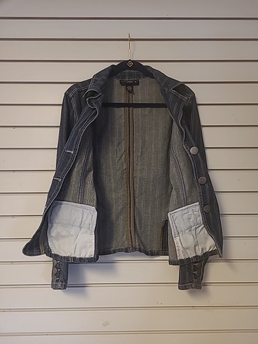 Venezia Women's Striped Denim Blazer Jacket Size 14/16 - Picture 3 of 4