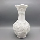 Vintage Imperial Large 10" White Milk Glass Vase Loganberry Paneled Grape