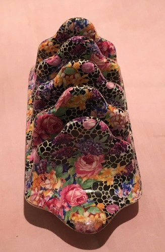 VINTAGE USED ROYAL WINTON GRIMWADES CHINTZ HAZEL 4 SLICE TOAST RACK 1930’s DECO - Picture 8 of 12
