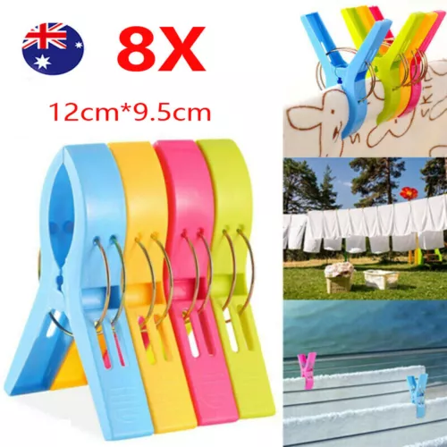 Beach Towel Clips 8 Pack Clothes Pegs Jumbo Size Beach Chair Towel Clips Laundry