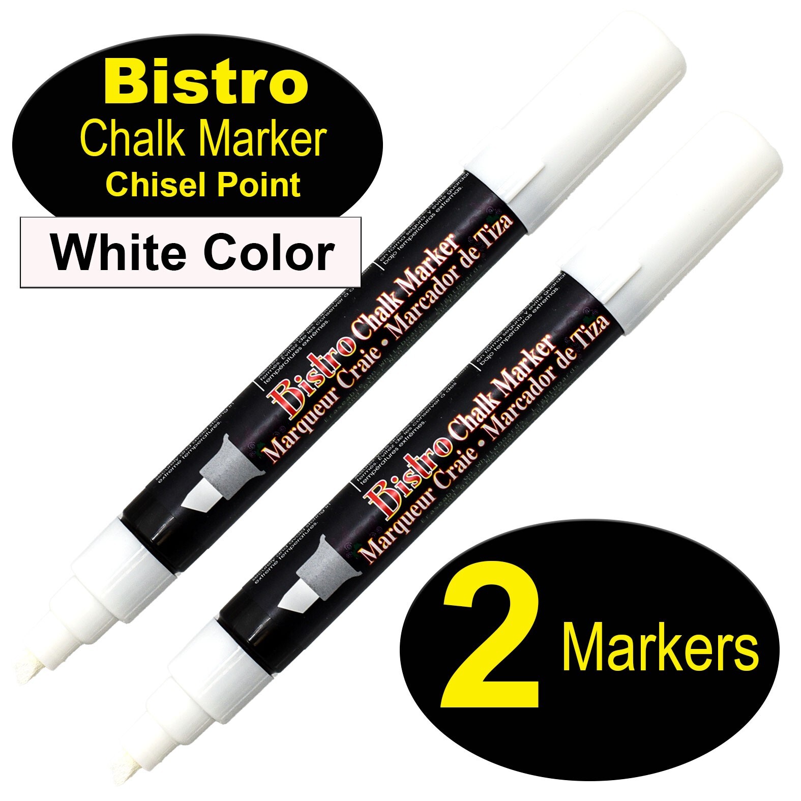 483-s-0, White, Chisel Tip, Pack Of 2