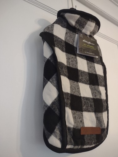NWT Eddie Bauer Pet Apparel / Jacket Black And White Buffalo Plaid Size Medium - Picture 7 of 22