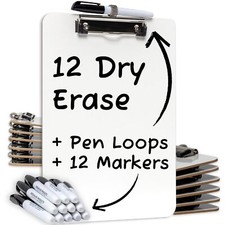 Dry Erase Clipboard 12pc Set with White Board Markers  Small White Board Dry...
