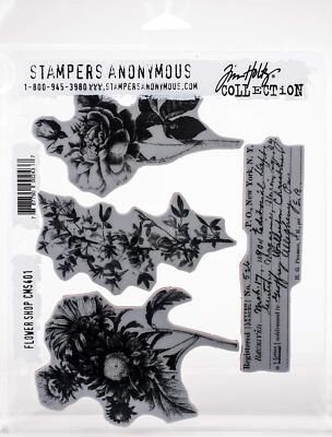 Stampers Anonymous Cling RBBR Stamp Set FLWR Flower Shop