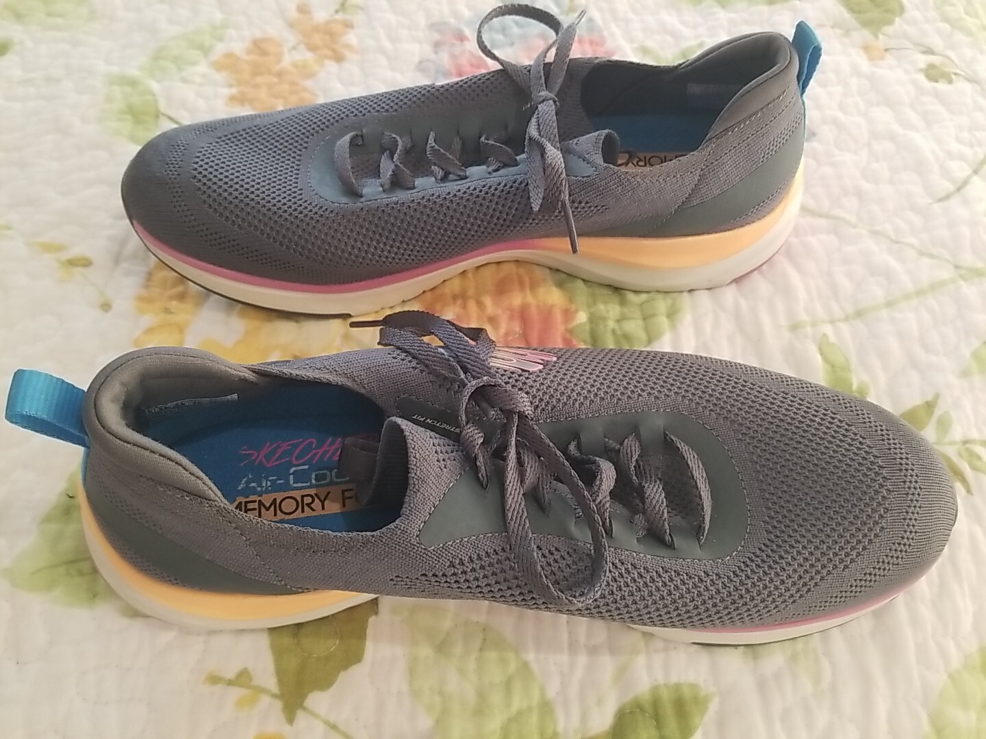 SKECHERS Sneakers  Air-cooled Memory Foam Comfort Women Blue Stretch FIT Sz 10