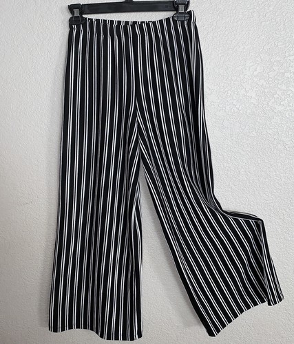 Striped Wide Leg Crop Palazzo Pants XS 