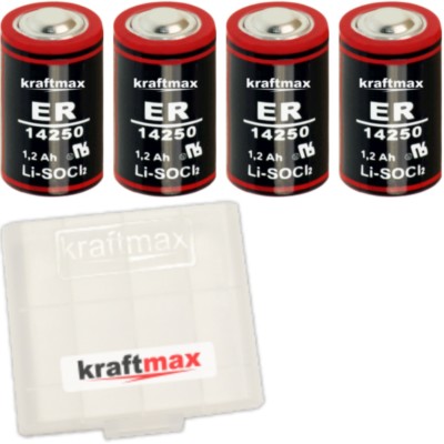 4x Kraftmax Lithium 3,6V Batterie LS 14250 - 1/2 AA - LS14250 Li-SOCl2 Batterien