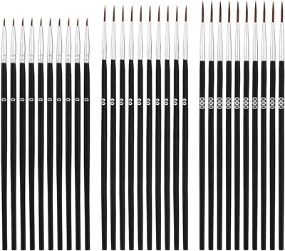 30Pcs Detail Paint Brushes, Fine Tip Paint Brush with 3 Sizes #0#00#000 Mini
