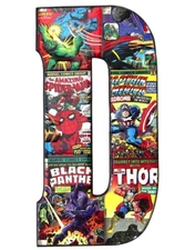Marvel Comics Super Heroes Tin Letter D Retro Silver Age Kids Wall Decor New