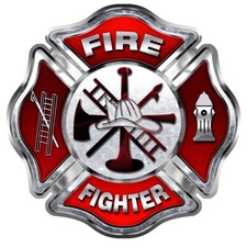 Fire Fighter Red Maltese Sticker - Vinyl Decal Cross Fire Window Dept Fs2020