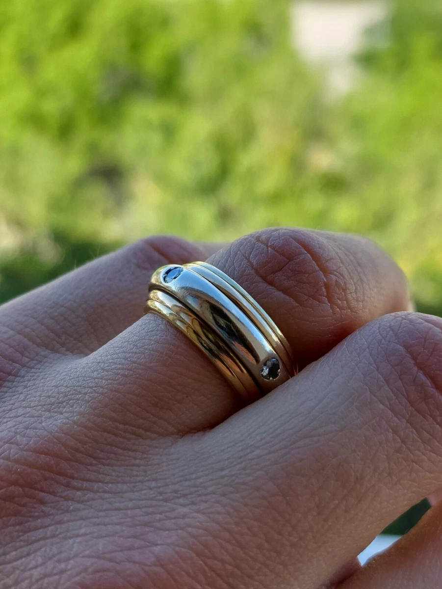 CARTIER RING 750 GOLD 18K DIAMONDS TRI COLOR 1990 SLIDING BAND