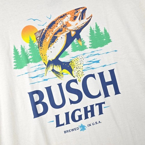 BUSCH LIGHT BEER Shirt Mens Medium WHITE BREW FISHING Camping CASUAL Retro NWT - Picture 7 of 12
