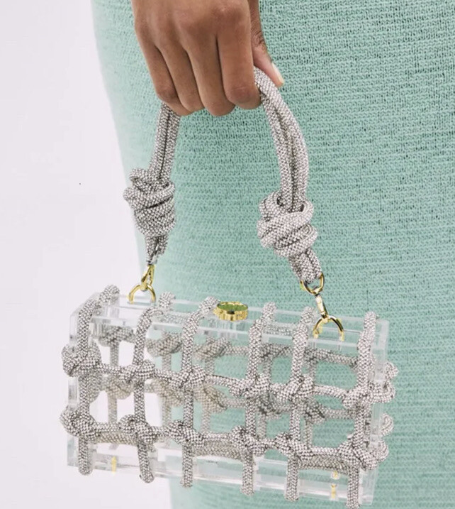 Crystal-Embellished Rhinestone Rope Acrylic Bag Clutch Cult Inspo Purse