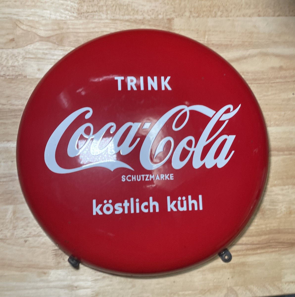 RARE 1970-80's Austrian Coca-Cola 16” Dia Dome Metal Porcelain
