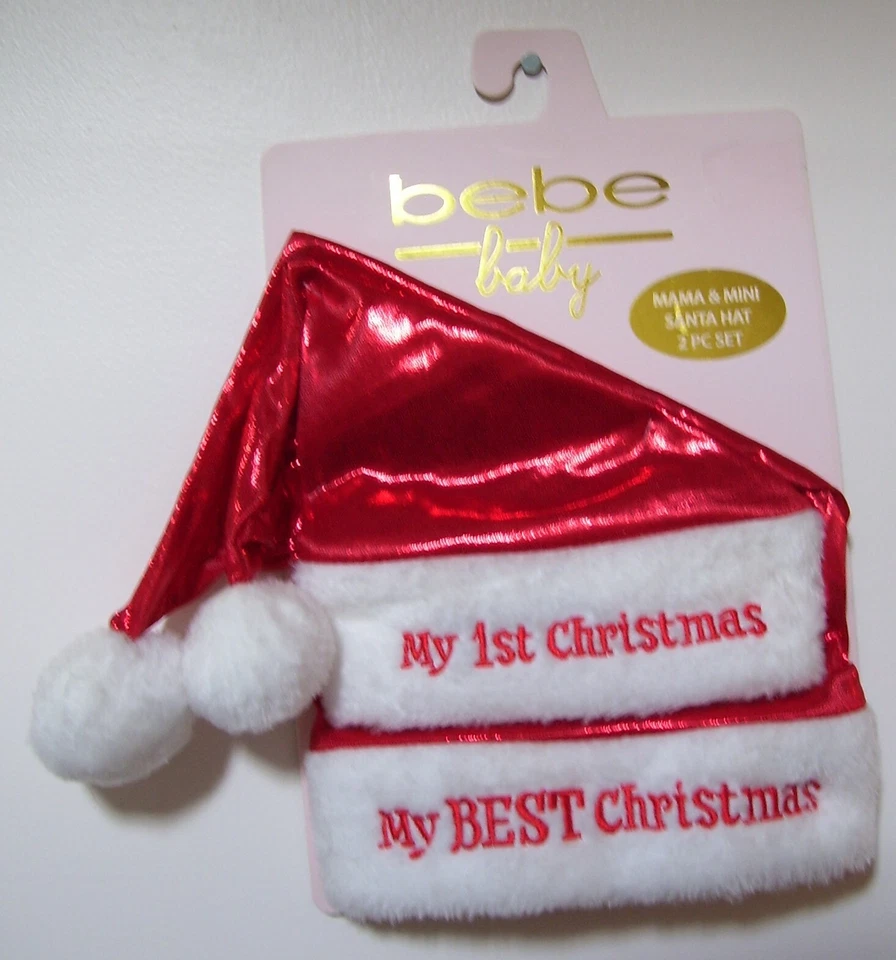 Bebe Baby 2 Piezas Mamá y Mini Mi 1ª Navidad y Mi Mejor Navidad Sombreros Rojos de Papá Noel Foto 2 de 2
