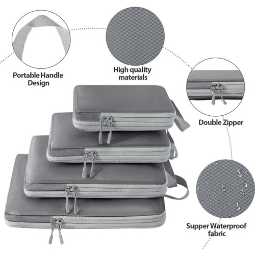Kompression Koffer Organizer Set, 4PCS Packing Cubes für Rucksack Packwürfel - Bild 14 von 24