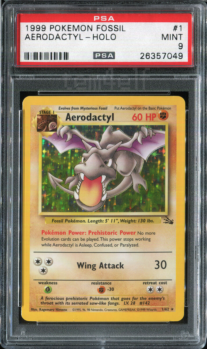 1999 Pokemon Fossil Rare Holofoil #1 Aerodactyl – PSA EX-MT 6 on