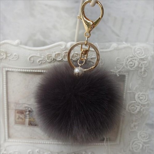 Cute Faux Rabbit Fur Fluffy Pom pom Ball Bag Car Pendant Charm Key Keyring - Picture 32 of 33