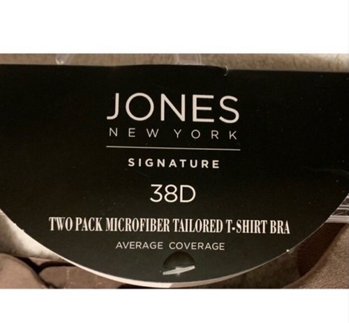 NWT 38D Bras Jones New York 2-Pack Microfiber Tailored T-Shirt Bras Gray Brown - Picture 3 of 12